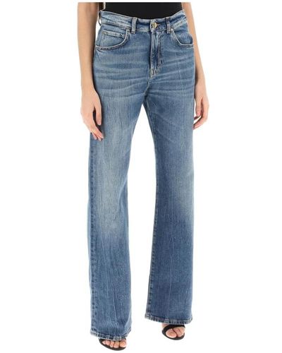 Pinko Vintage-washed wide leg jeans - Azul