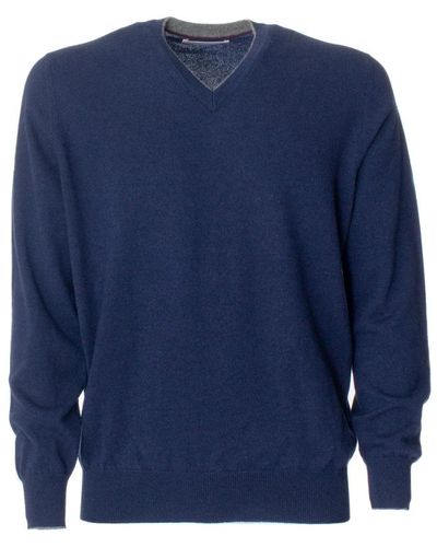 Brunello Cucinelli V-Neck Knitwear - Blue