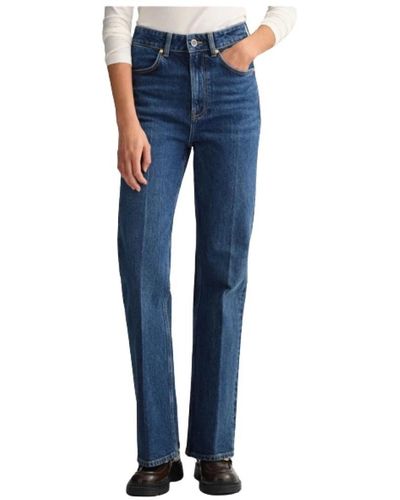 GANT Jeans a vita alta a zampa - Blu
