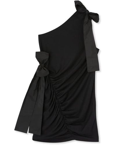 MSGM Ein-schulter-jerseykleid mit taftschleifen - Schwarz