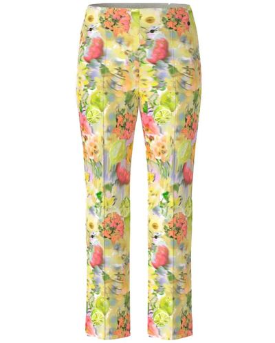 Marc Cain Eleganti pantaloni gialli floreali - Giallo