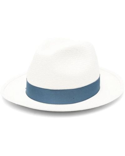 Borsalino Sombrero de paja azul con corona teardrop
