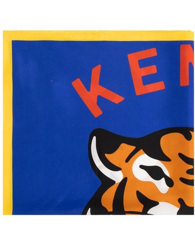 KENZO Seidenschal mit logo - Blau