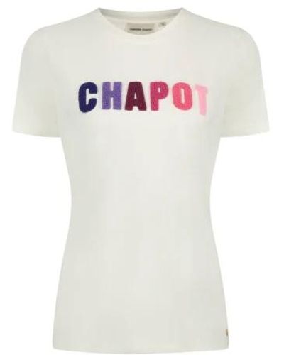 FABIENNE CHAPOT T-shirt in terry con collo rotondo ricamato - Bianco