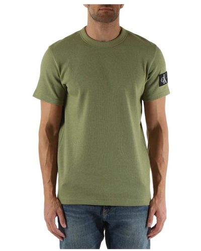 Calvin Klein Geprägtes baumwoll-t-shirt - Grün