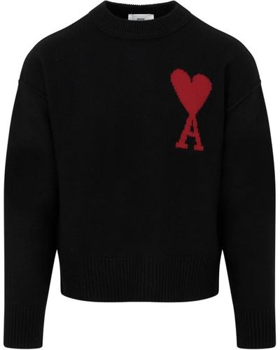 Ami Paris Round-Neck Knitwear - Black