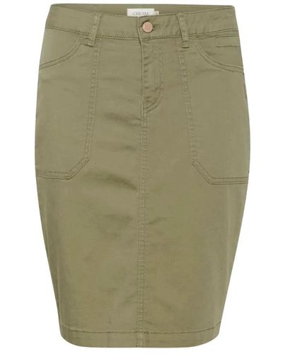 Cream Short Skirts - Green
