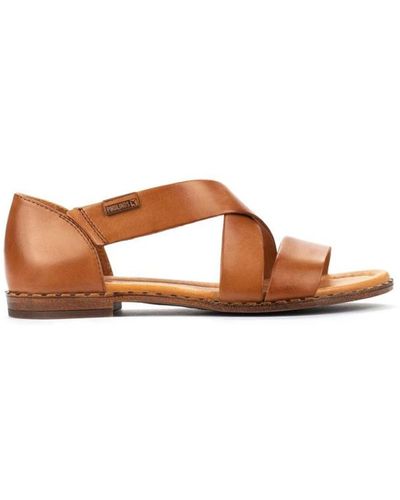 Pikolinos Leather Flat Sandals Algar W0x - Brown