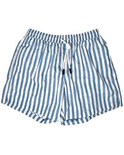 Gran Sasso Shorts da mare a righe celesti - Blu