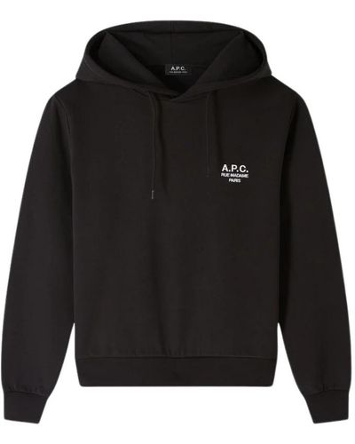 A.P.C. Schwarzer hoodie mit besticktem logo