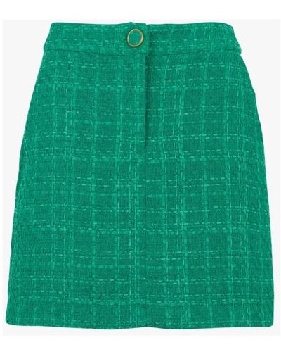 Suncoo Falda verde de tweed de talle alto