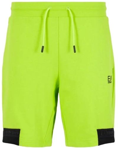 EA7 Fluoreszierende gelbe shorts mit kontrastdetails - Grün