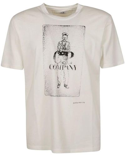 C.P. Company Weißes baumwoll-t-shirt für männer