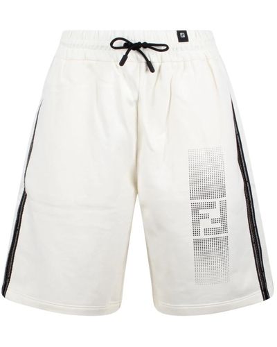 Fendi Baumwoll-bermuda-shorts mit ff-druck - Weiß