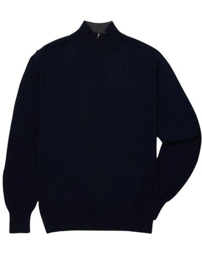 Brooks Brothers Merino wolle reißverschluss poloshirt,merino wool zipped polo shirt - Blau