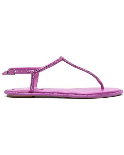 Rene Caovilla Lila satin sandalen mit strassverzierung - Pink