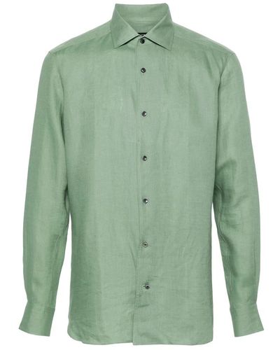 Zegna Leinenhemd klassischer stil - Grün