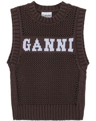 Ganni V-neck knitwear - Marrón