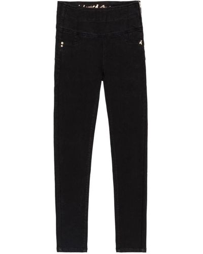 Patrizia Pepe Pantalones skinny negros con bolsillos traseros bordados