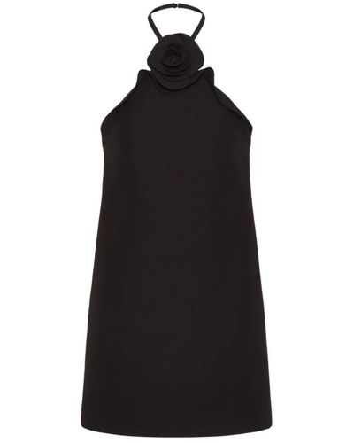 Valentino Schwarzes halterneck-kleid mit blumenapplikation