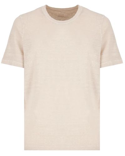 120% Lino S t-shirt mit rundhalsausschnitt für männer - Natur