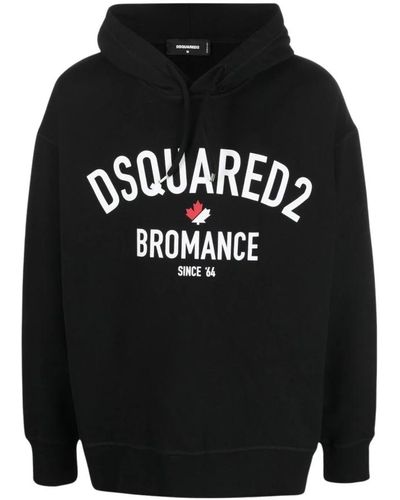 DSquared² Bromance leaf print hoodie - Schwarz