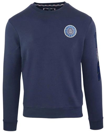Aquascutum Baumwoll-sweatshirt mit rippenbündchen - Blau