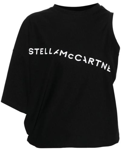 Stella McCartney Schwarzer pullover mit asymmetrischen ärmeln