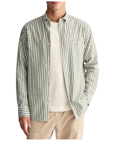 GANT Reg cotton linen stripe shirt - Multicolore