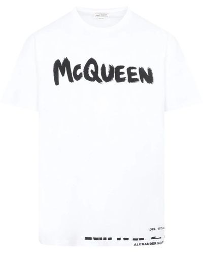 Alexander McQueen Weißes graffiti logo t-shirt