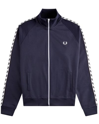 Fred Perry Authentic Taped Track Jacket Dark Graphite - Blu