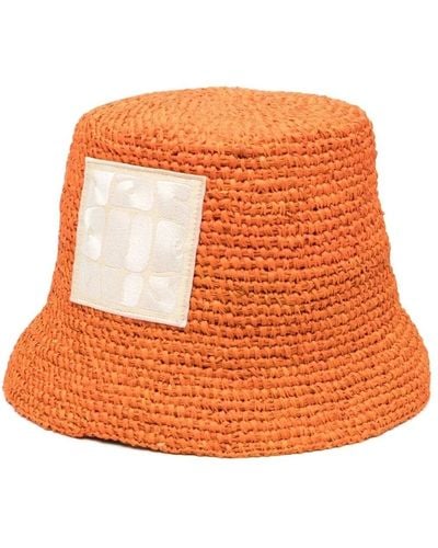 Jacquemus Sombrero de cubo de rafia naranja