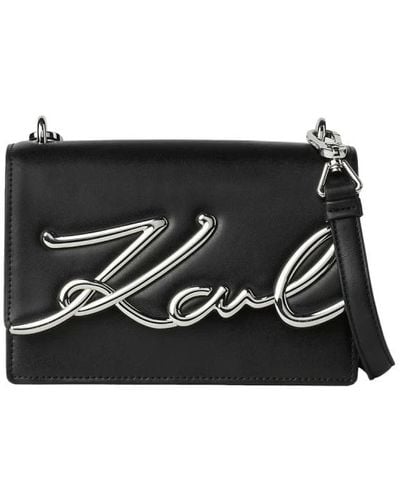 Karl Lagerfeld Signature schultertasche schwarz-silber