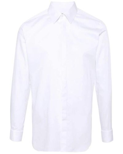 Corneliani Klassisches weißes baumwoll-popeline-hemd