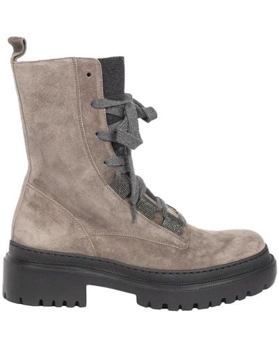 Brunello Cucinelli Lace-Up Boots - Grey