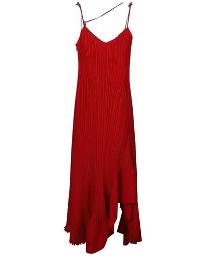 Lanvin Long pleated dress with straps - Rosso