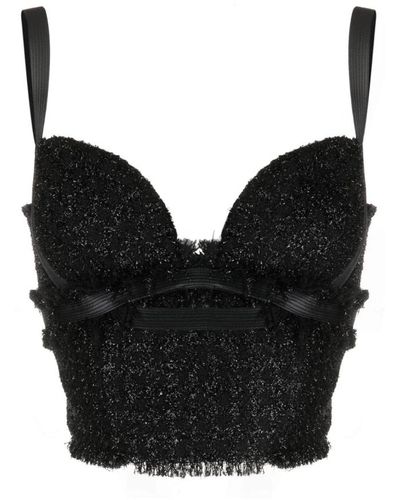 Versace Top corset tweed - Negro