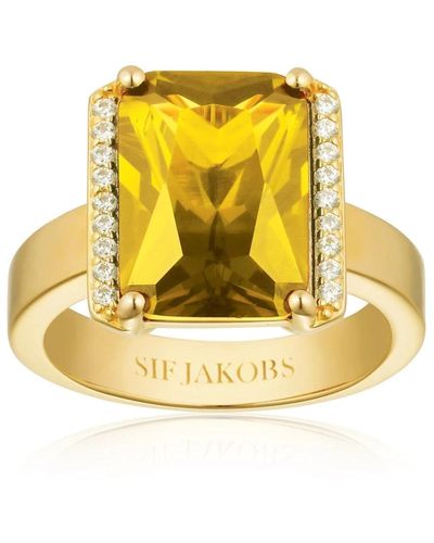 Sif Jakobs Jewellery Anello statement placcato in oro con pietre taglio smeraldo - Metallizzato