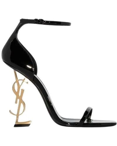 Saint Laurent Opyum sandals in patent leather with a gold-tone heel - Negro