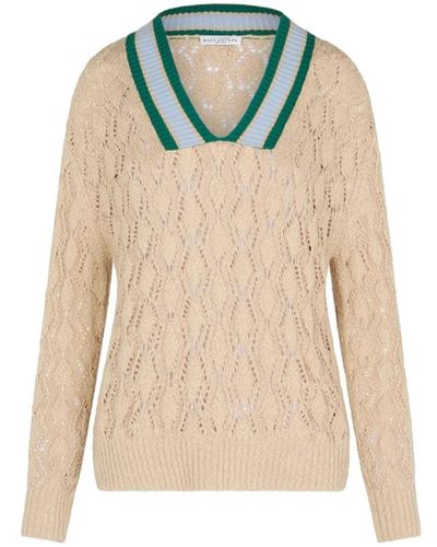 Ballantyne V-Neck Knitwear - Natural