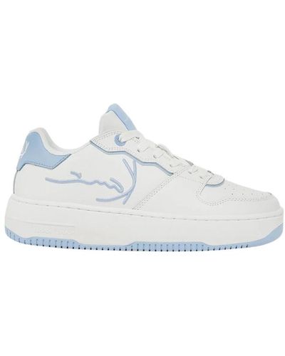 Karlkani Sneakers donna bianche/azzurro chiaro in tessuto sintetico - Blu