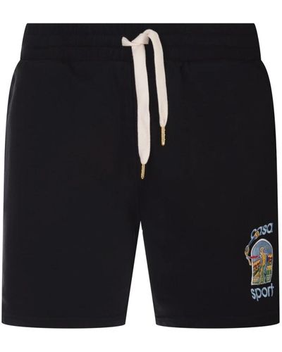Casablancabrand Schwarze bestickte kordelzug-shorts