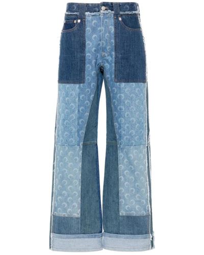 Marine Serre Blaue wide leg jeans für frauen