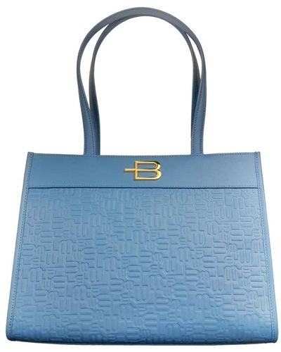 Baldinini Borsa shopping blu con stampa logo