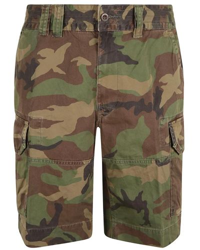 Ralph Lauren Camo cargo shorts mit logo-patch - Grün