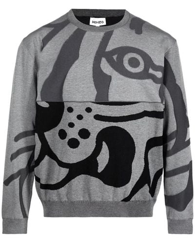 KENZO Abstrakter tiger-sweatshirt - Grau