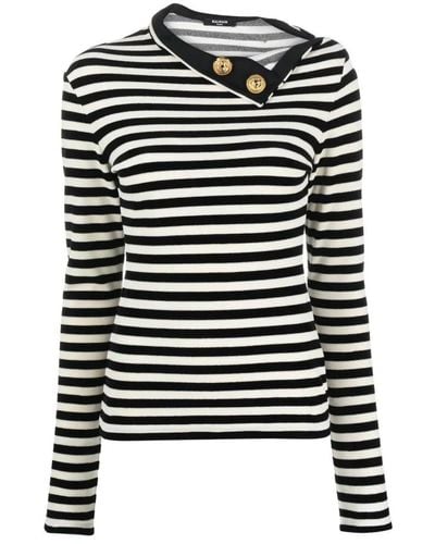 Balmain Long Sleeve Tops - Black