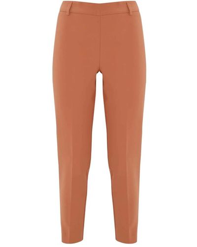 Kocca Pantalones rectos plisados con trabillas para cinturón - Naranja