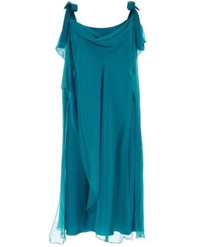 Alberta Ferretti Teal vestito in seta verde - Blu