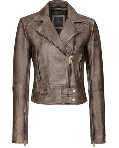 Pinko Leather Jackets - Brown